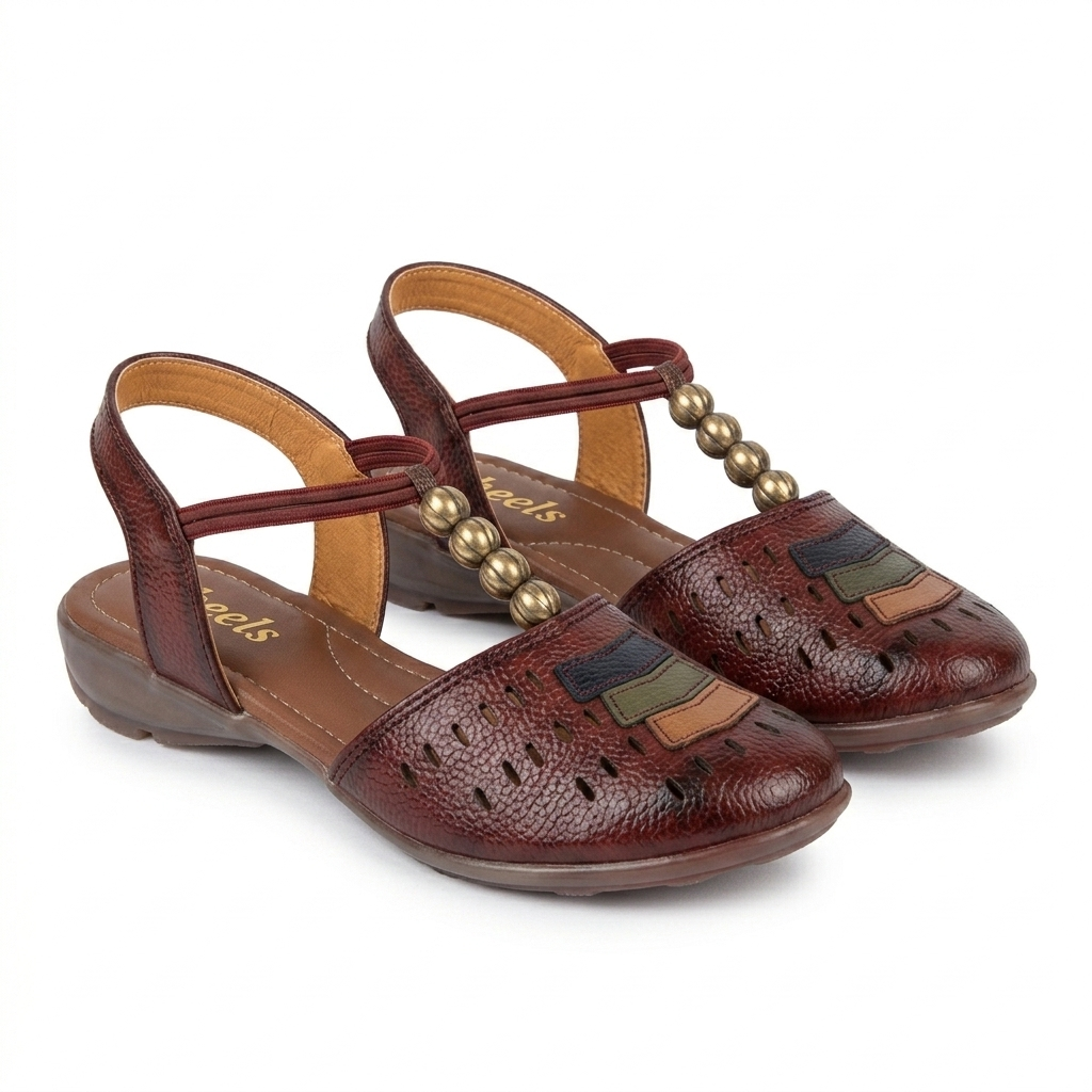 Nida Ethnic Leather Elastic Sandals