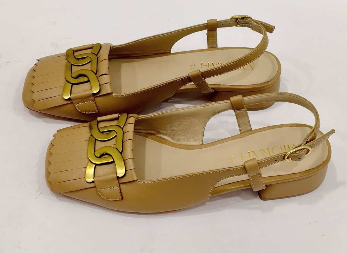 ASTRA Premium Leather Slingback Block Heel Ballerinas - The Heels India