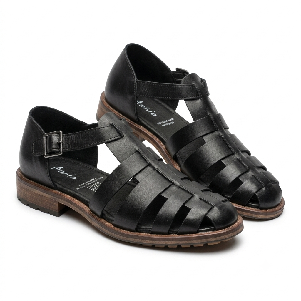 Romano Woven Leather Cage Sandal