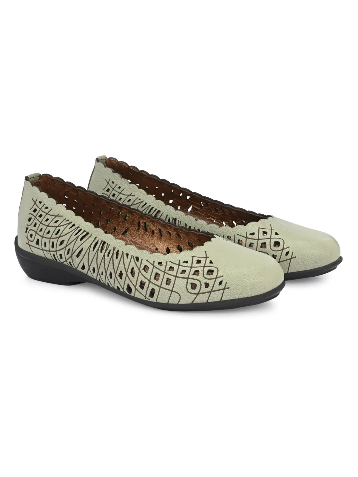Keisha Perforated Cushioned Leather Ballerinas