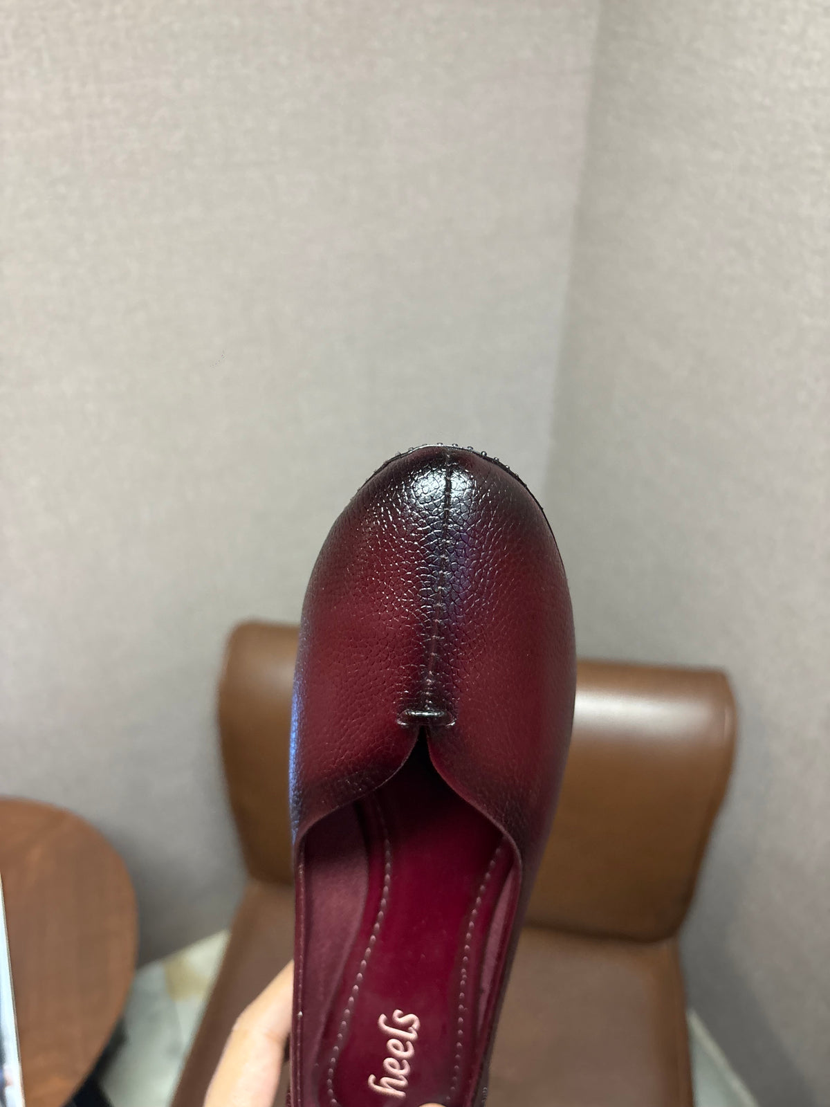 Nysa Classic Leather Ballerinas in Maroon - The Heels India