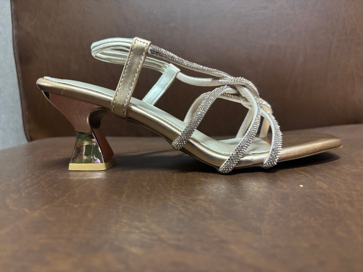 Felicia Bling Strap Kitten Heel Sandals in Sultan - The Heels India