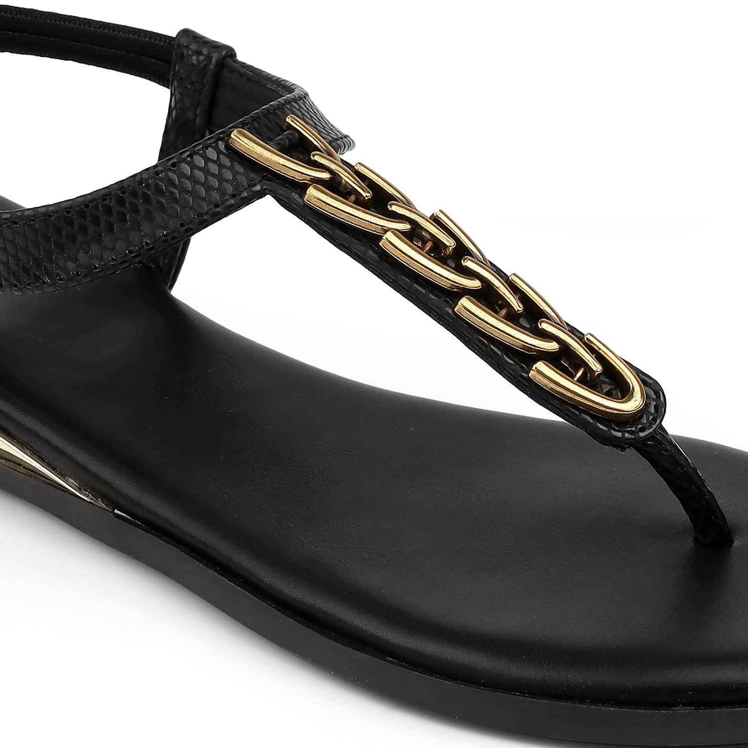 Diana Metallic Back Elastic Flat Sandals - The Heels India