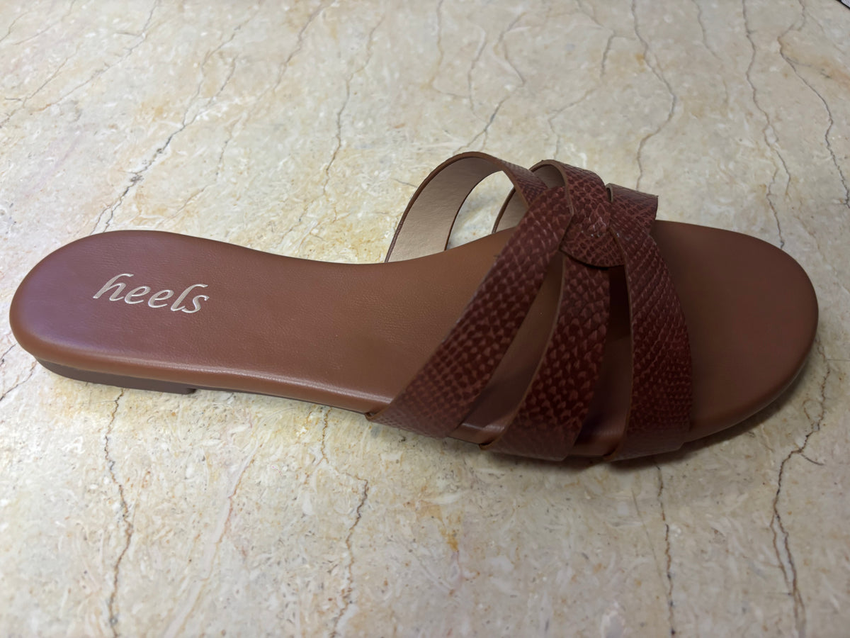 Delphine Cushioned Flat Sliders in Tan - The Heels India