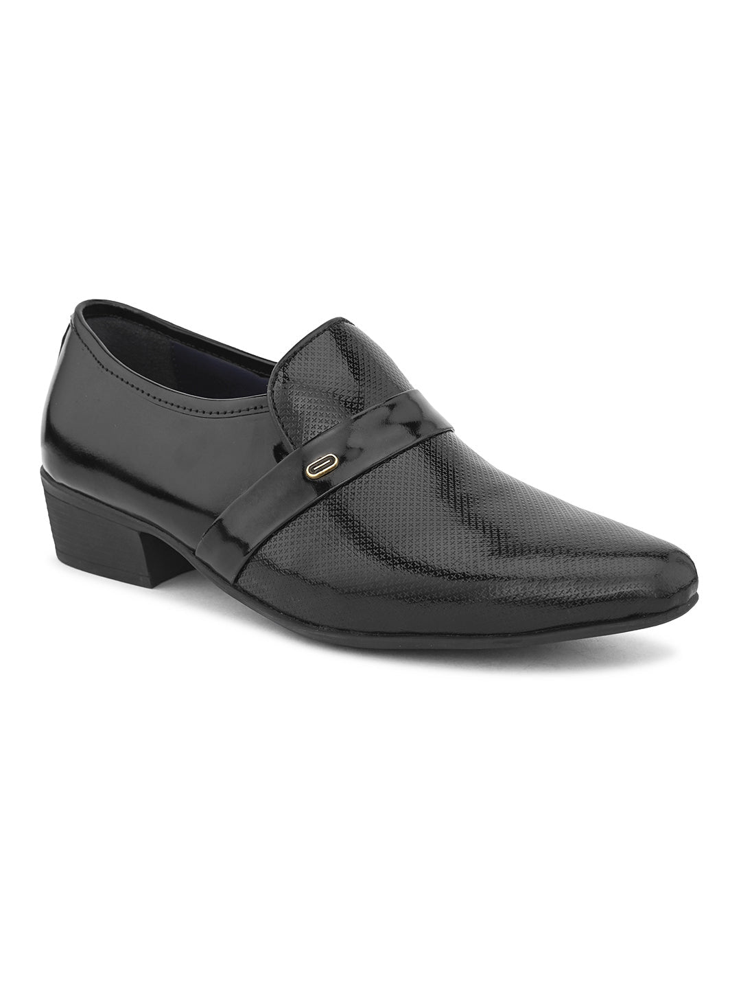 Jacob Cuban Heel Patent Black Mocassins - The Heels India