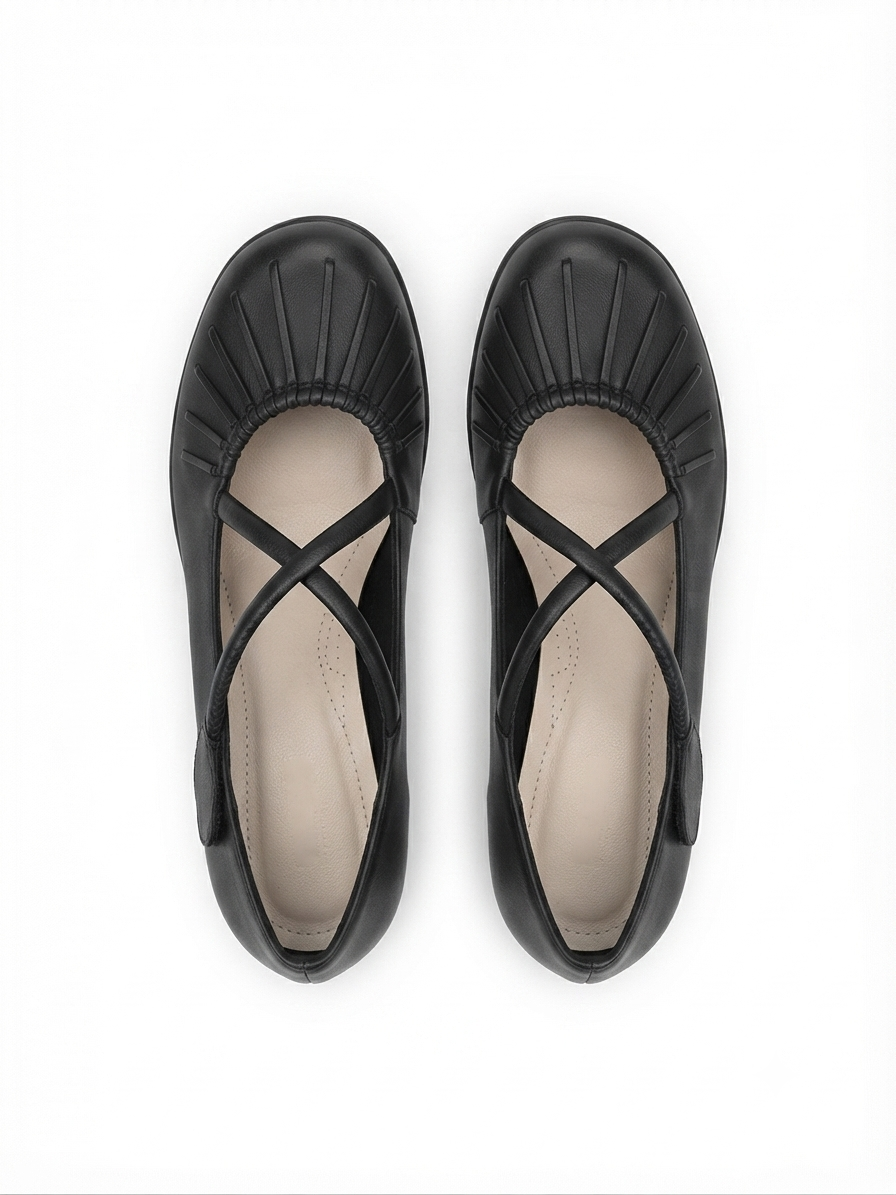 Rihanna Premium Leather Velcro Strap Block Heels