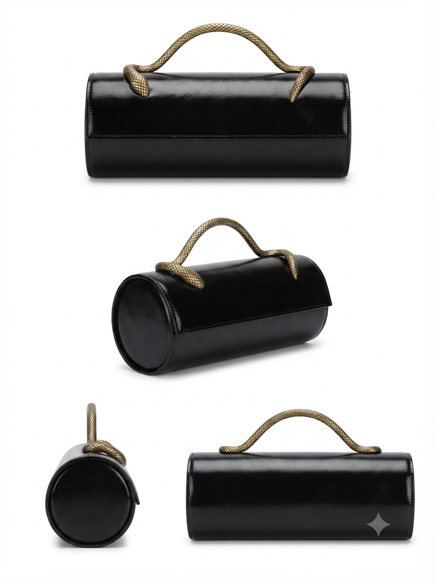 Metallic Snake Handle Clutch Bag
