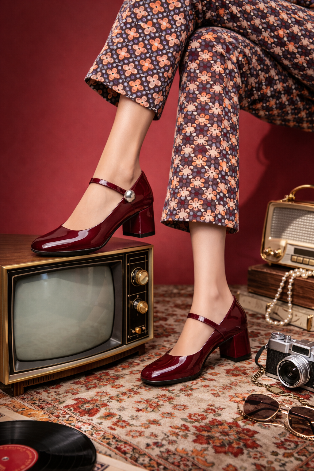 Emma Premium Patent Leather Mary Jane Block Heels