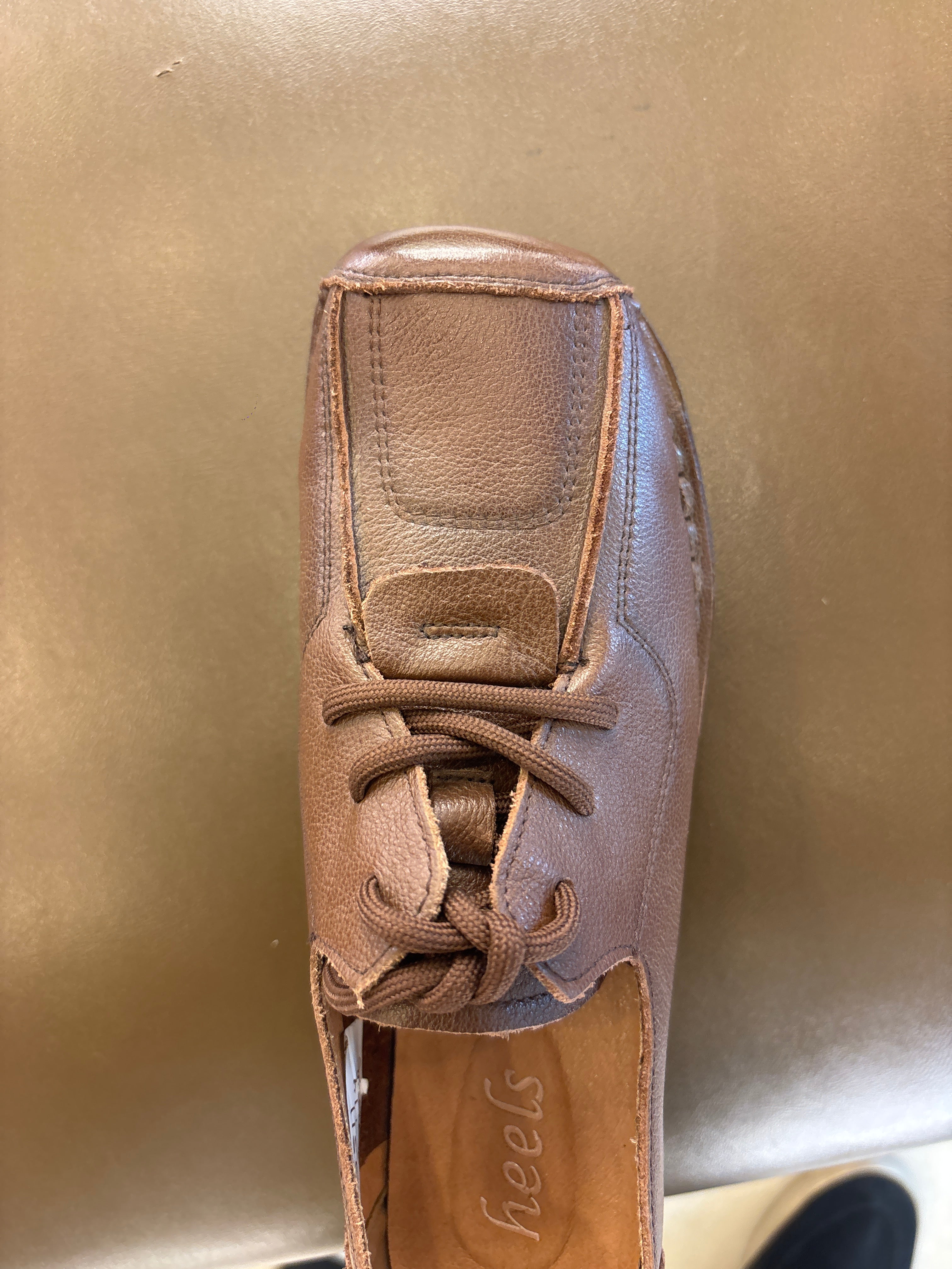 Carrie Premium Leather Lace Up Wedge Heel Loafers