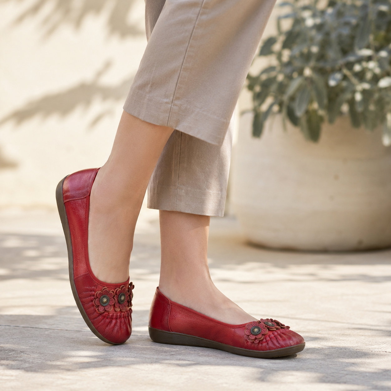 Flora 4.0 Premium Leather Cushioned Ballerinas