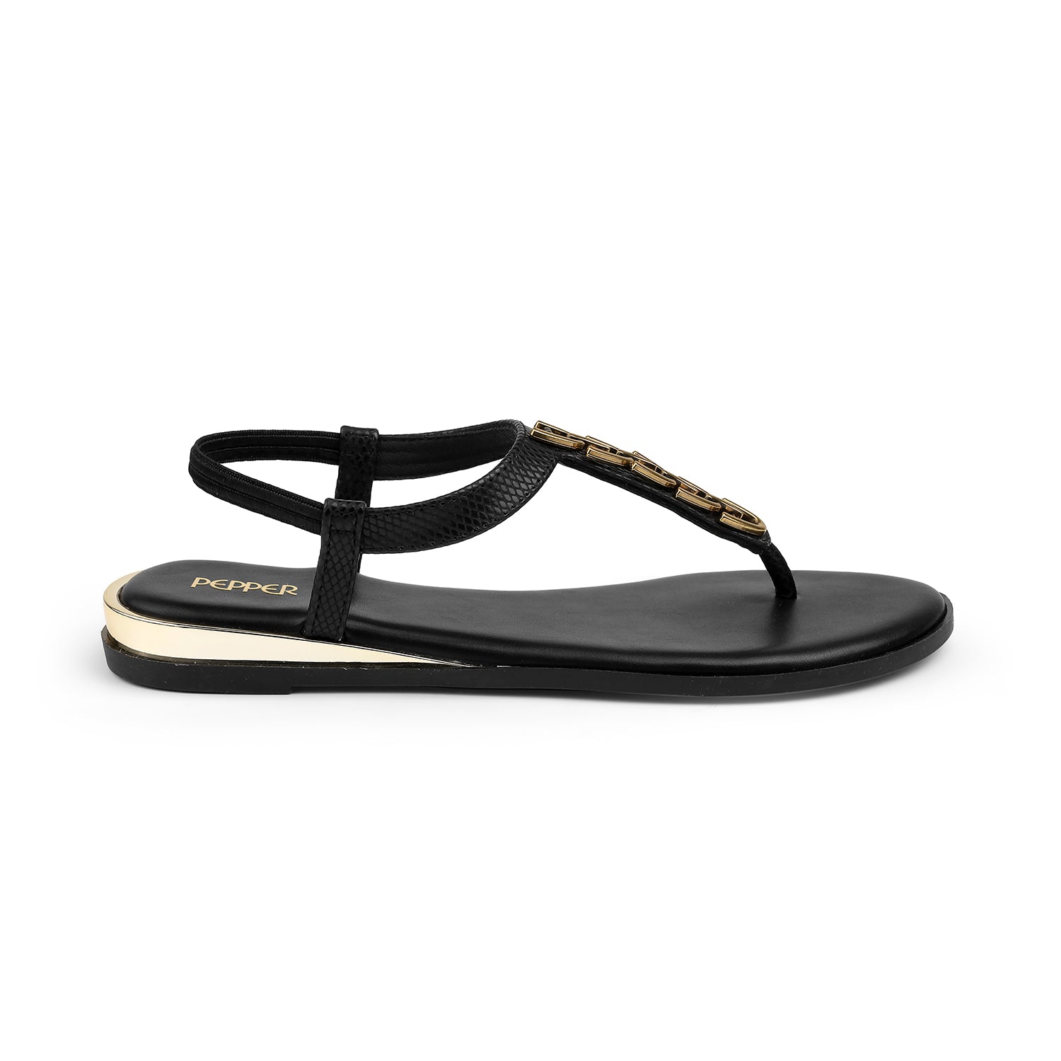 Diana Metallic Back Elastic Flat Sandals - The Heels India