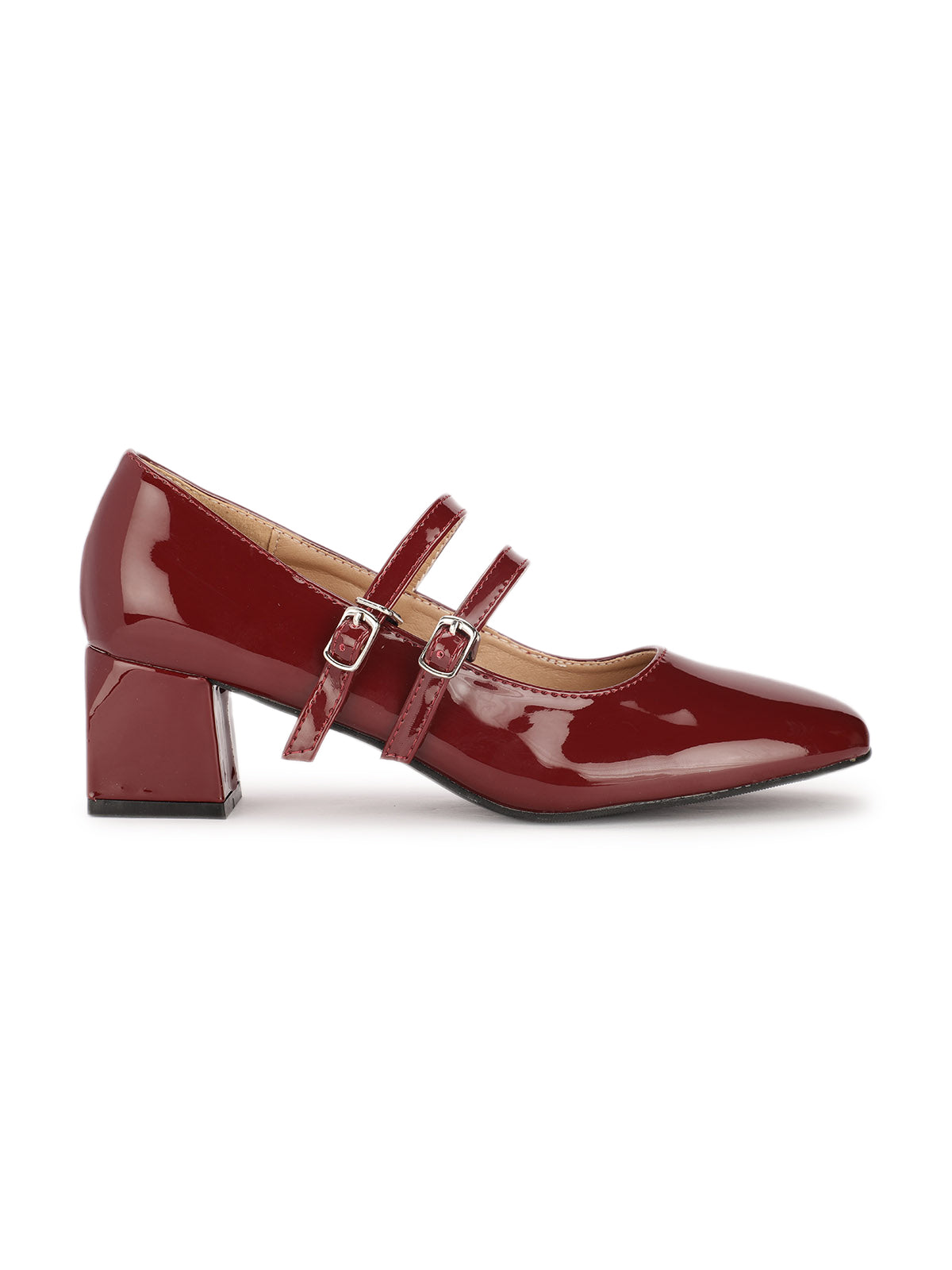 Beryl Patent Block Heel Strap Shoe