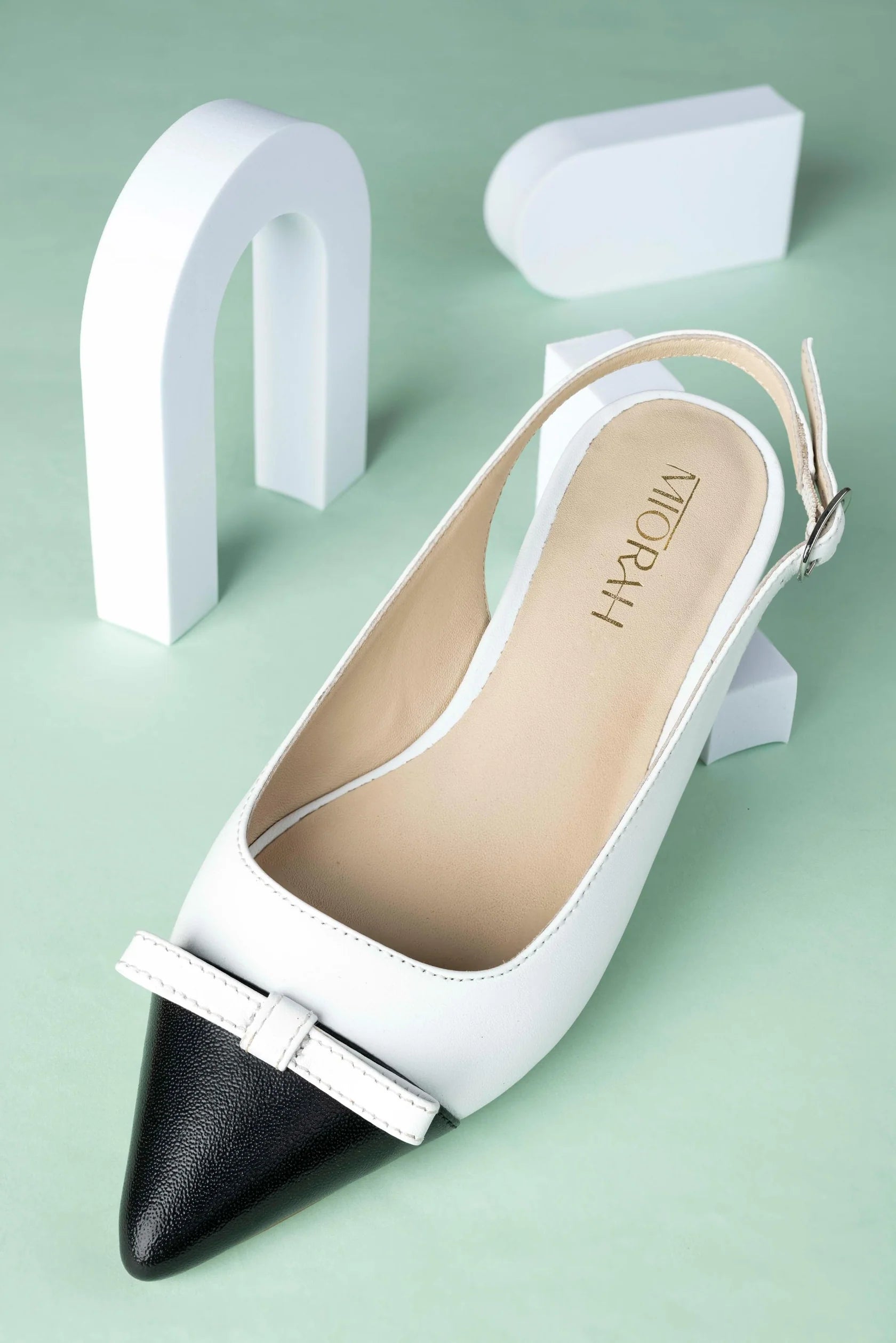 FLAUNT Premium Leather Pointed Toe Slingback Bow Ballerinas - The Heels India