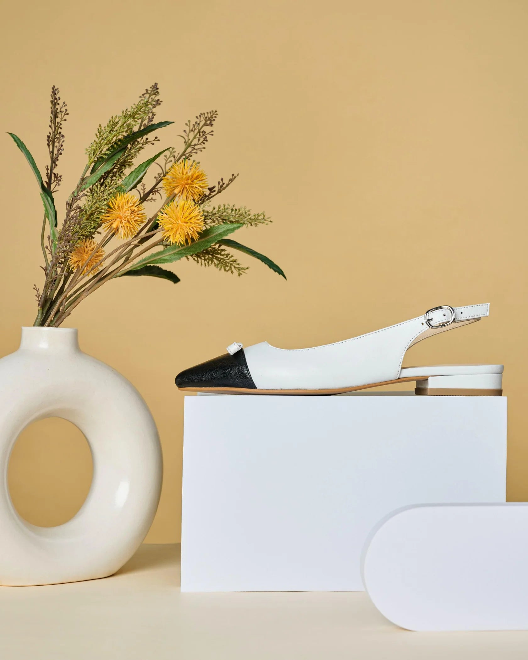 FLAUNT Premium Leather Pointed Toe Slingback Bow Ballerinas - The Heels India