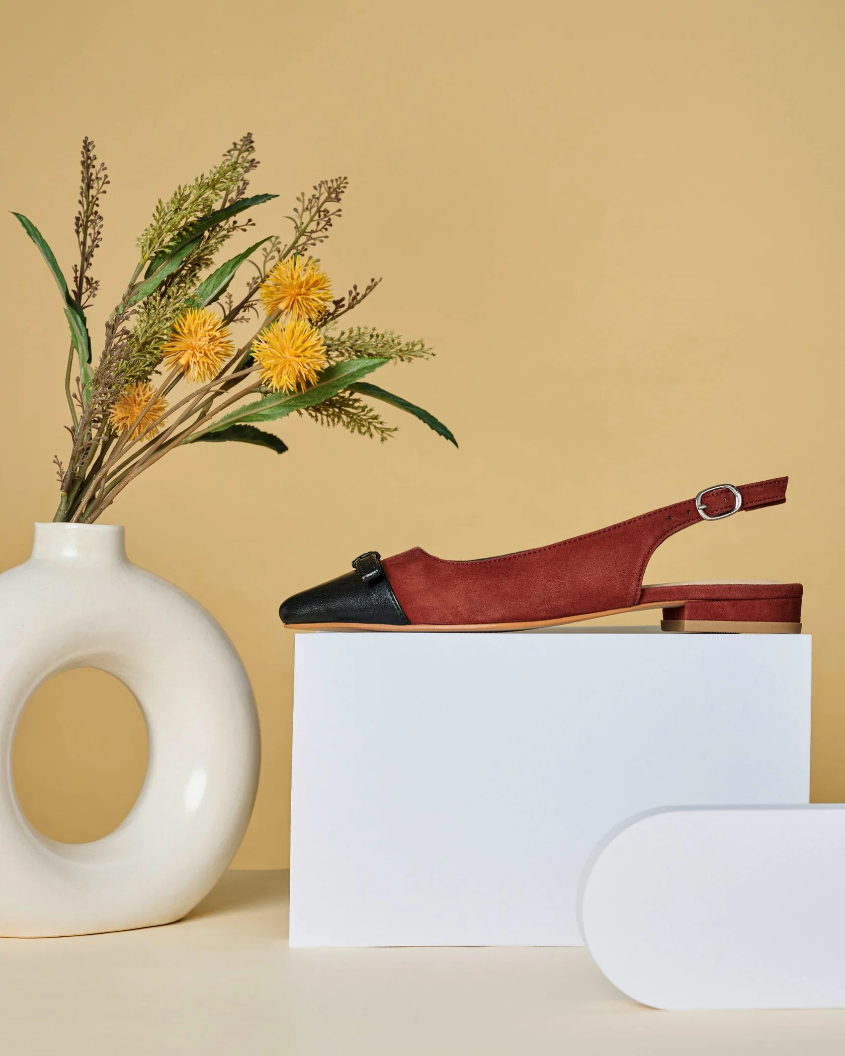 FLAUNT Premium Leather Pointed Toe Slingback Bow Ballerinas - The Heels India