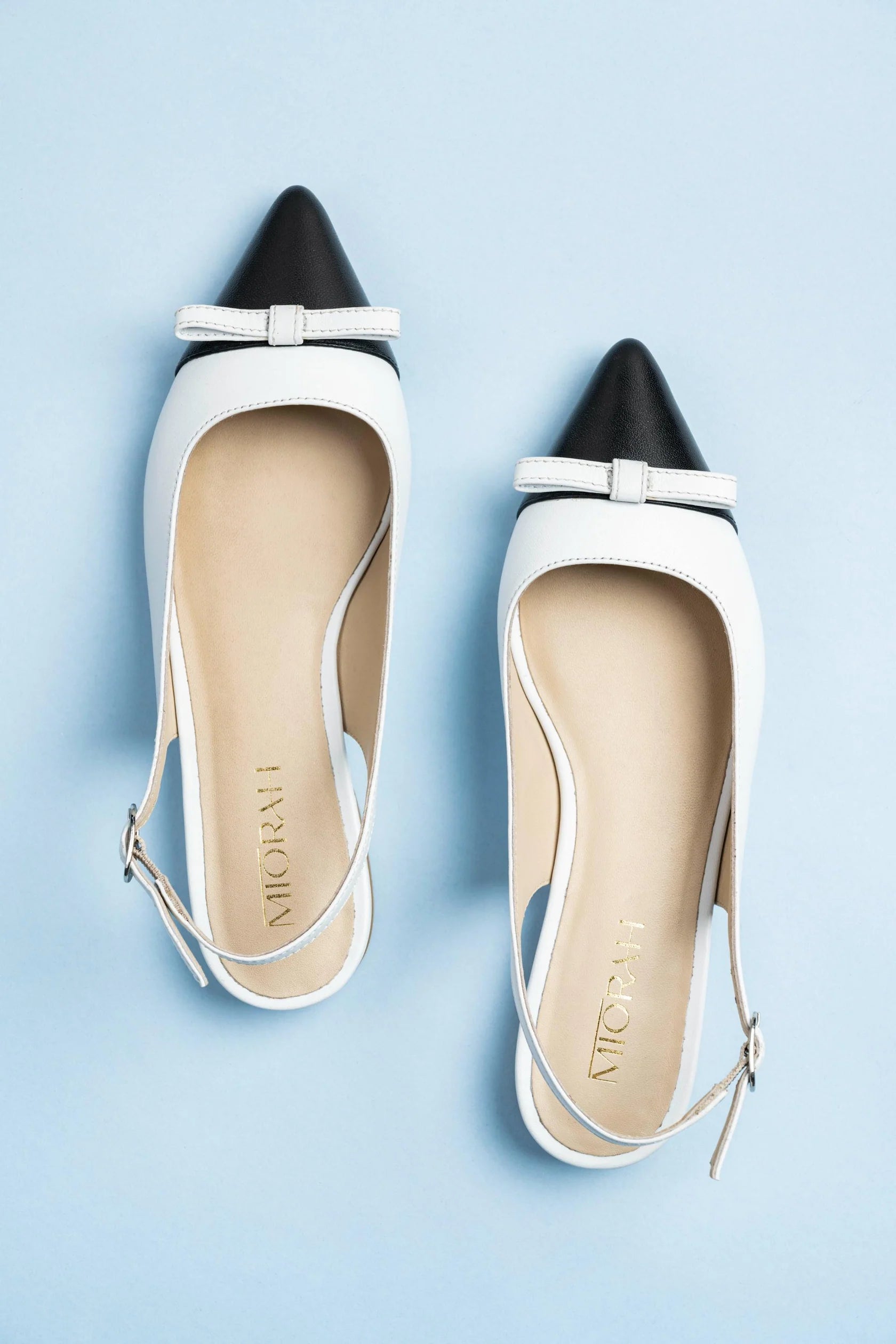 FLAUNT Premium Leather Pointed Toe Slingback Bow Ballerinas - The Heels India