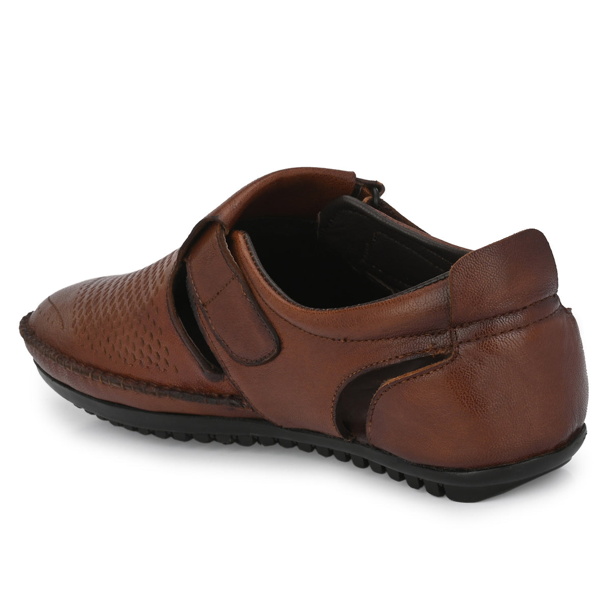 Roland Leather Perforated Velcro Sandals