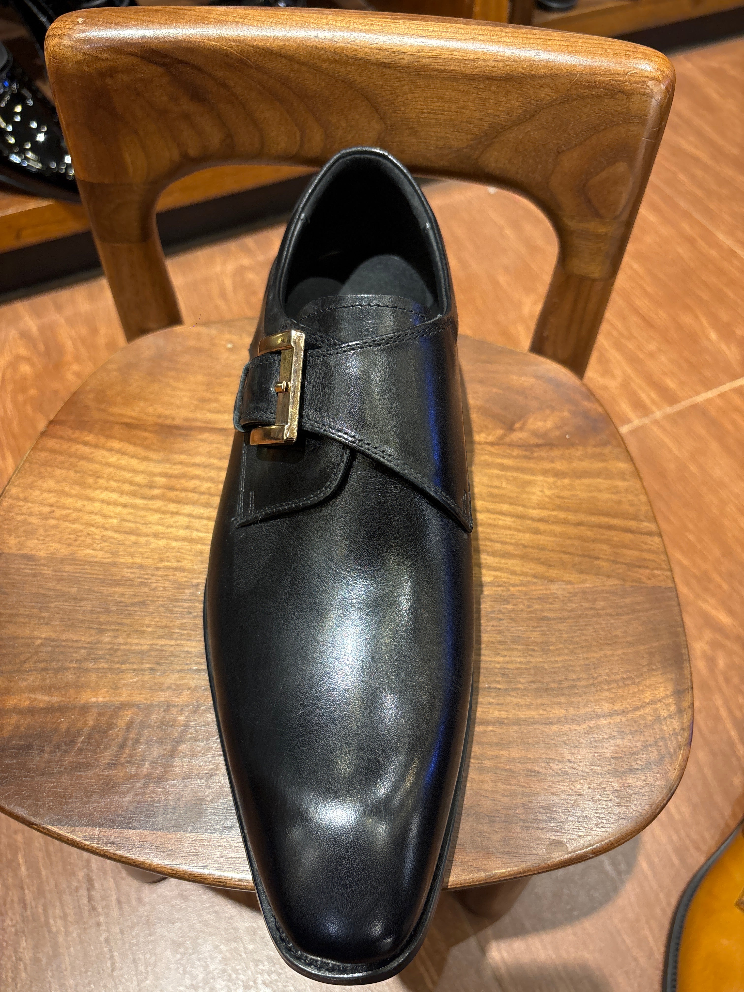 Lorelei Buckle Leather Monk Strap Black - The Heels India