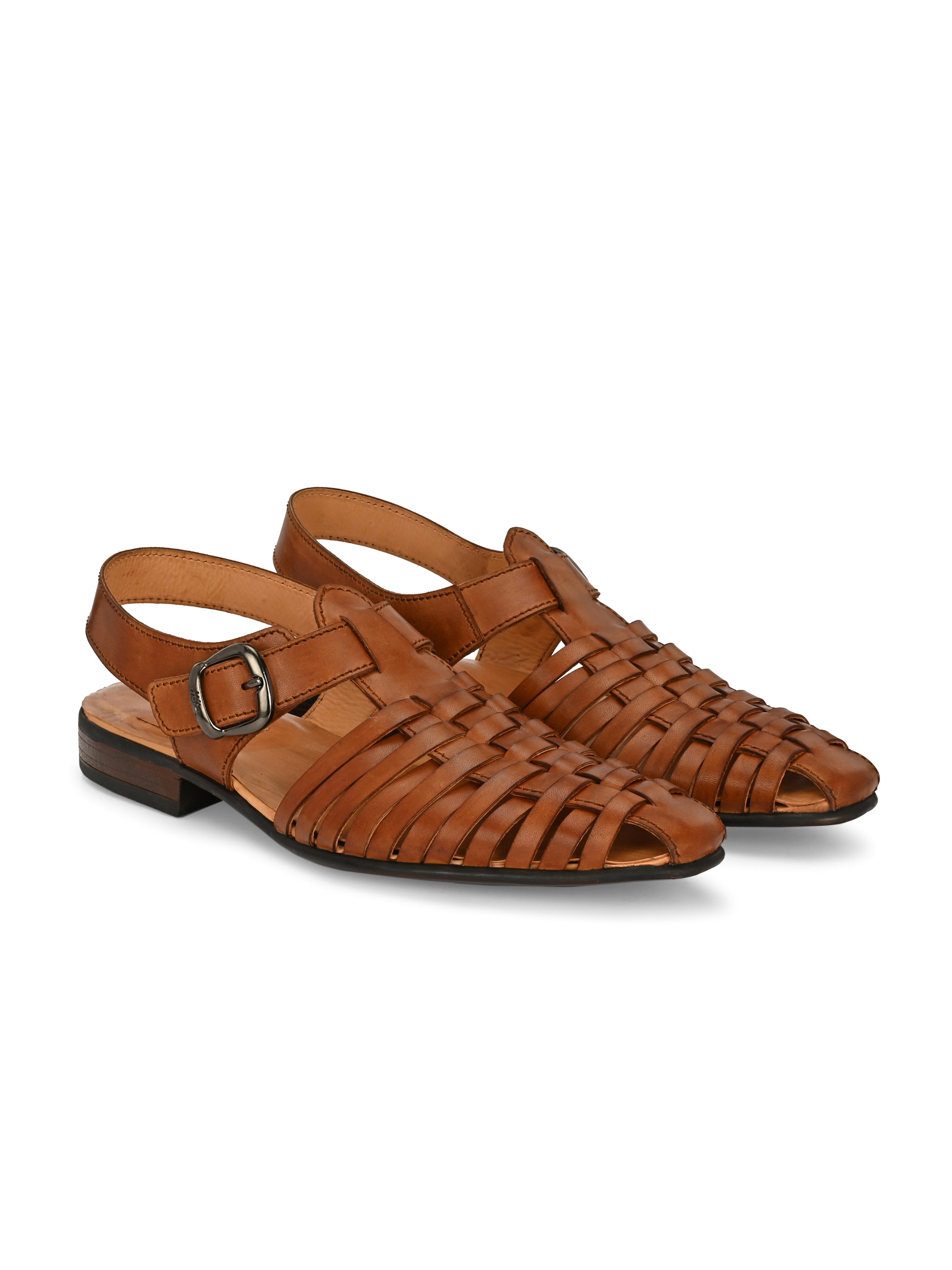 Ajrakh Strappy Leather Roman Sandals