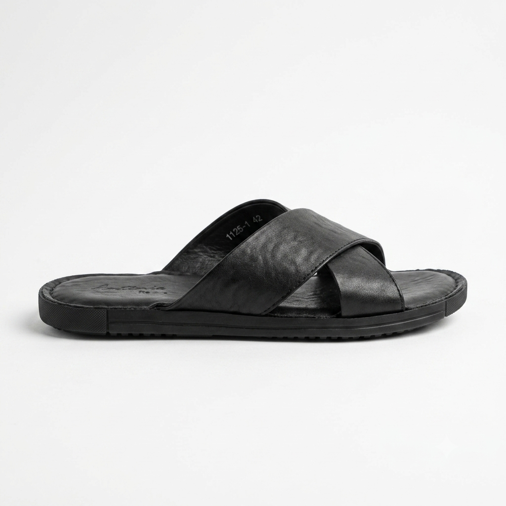 Erling Premium Leather Double Strap Cross Slippers