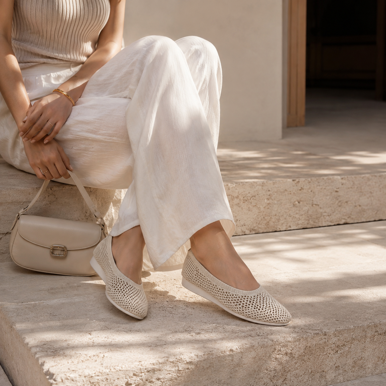 Grace Crochet Flat Flexi Comfort Ballerinas