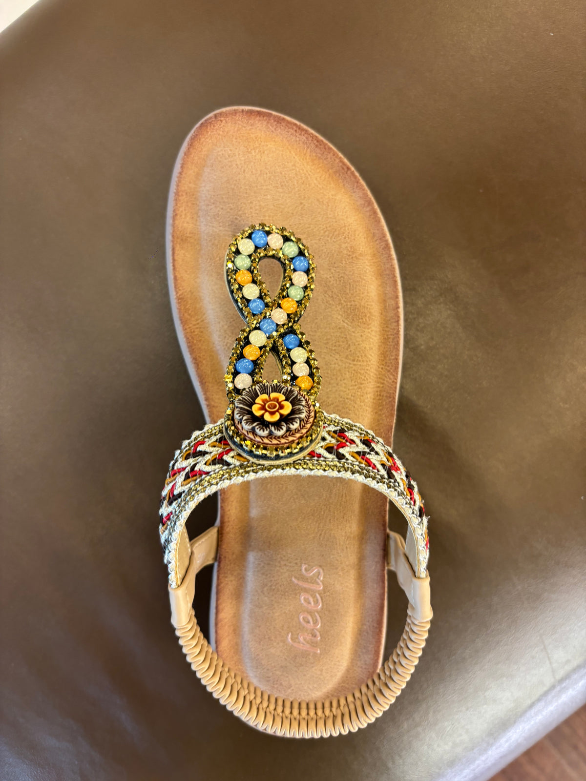 Rosaira Cushioned Embellished Back Elastic Sandals