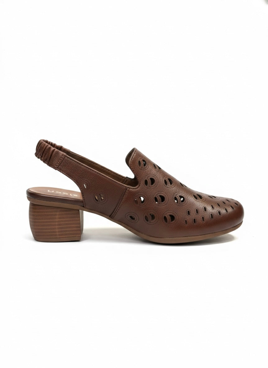 Sakina Premium Leather Perforated Slingback Summer Sandals - The Heels India