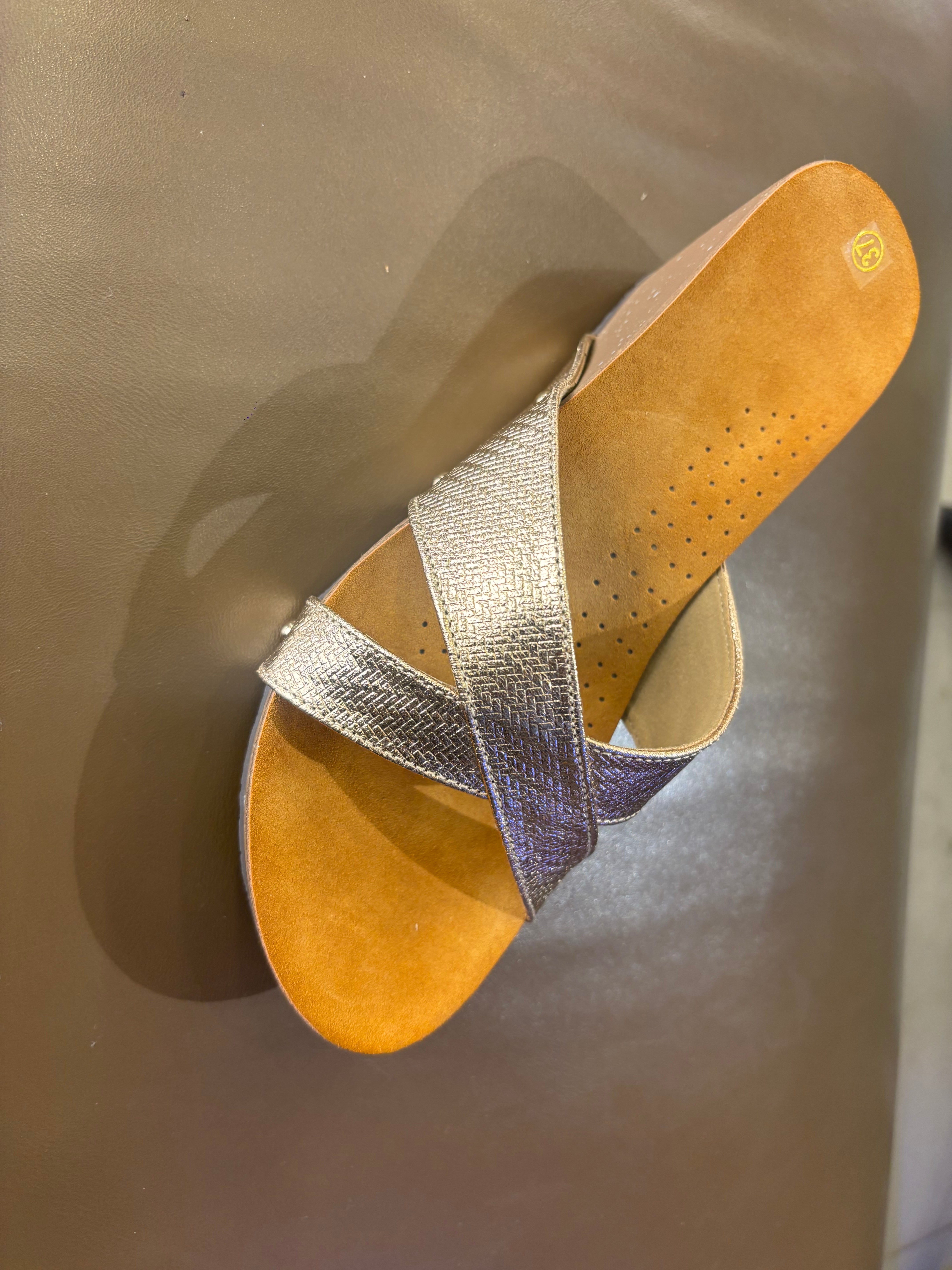 Divera Cross Cushioned Wedge Slippers
