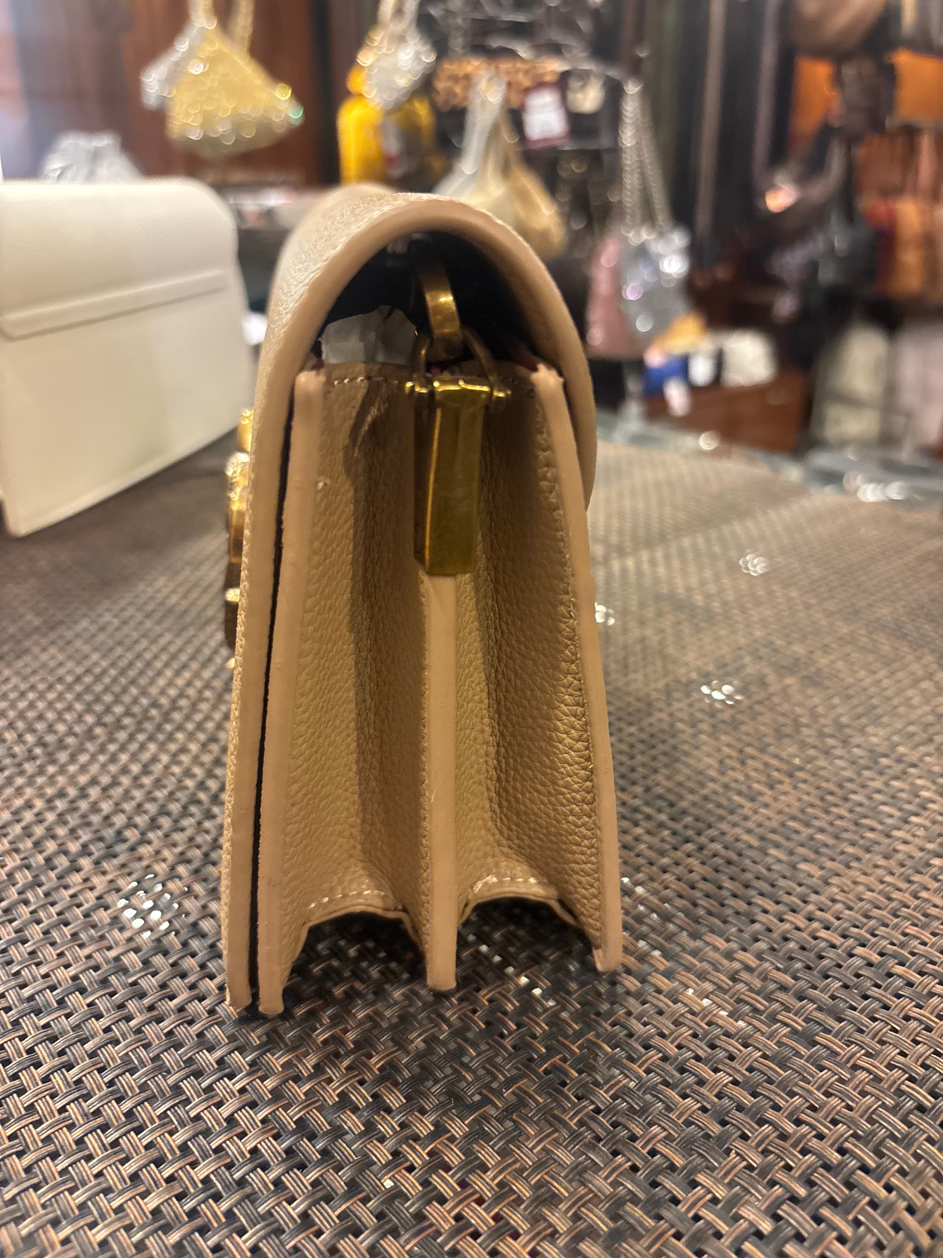 Metallic Snake Buckle Top Flap Sling Bag