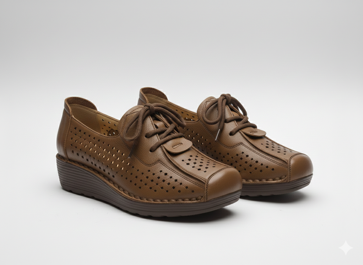 Patricia Premium Leather Lace Up Wedge Heel Loafers