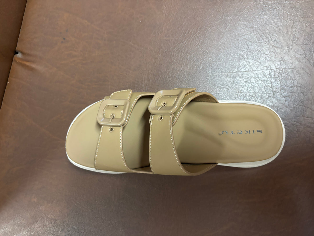 Suzy Lite Comfort Chunky Summer Slippers in Tan - The Heels India