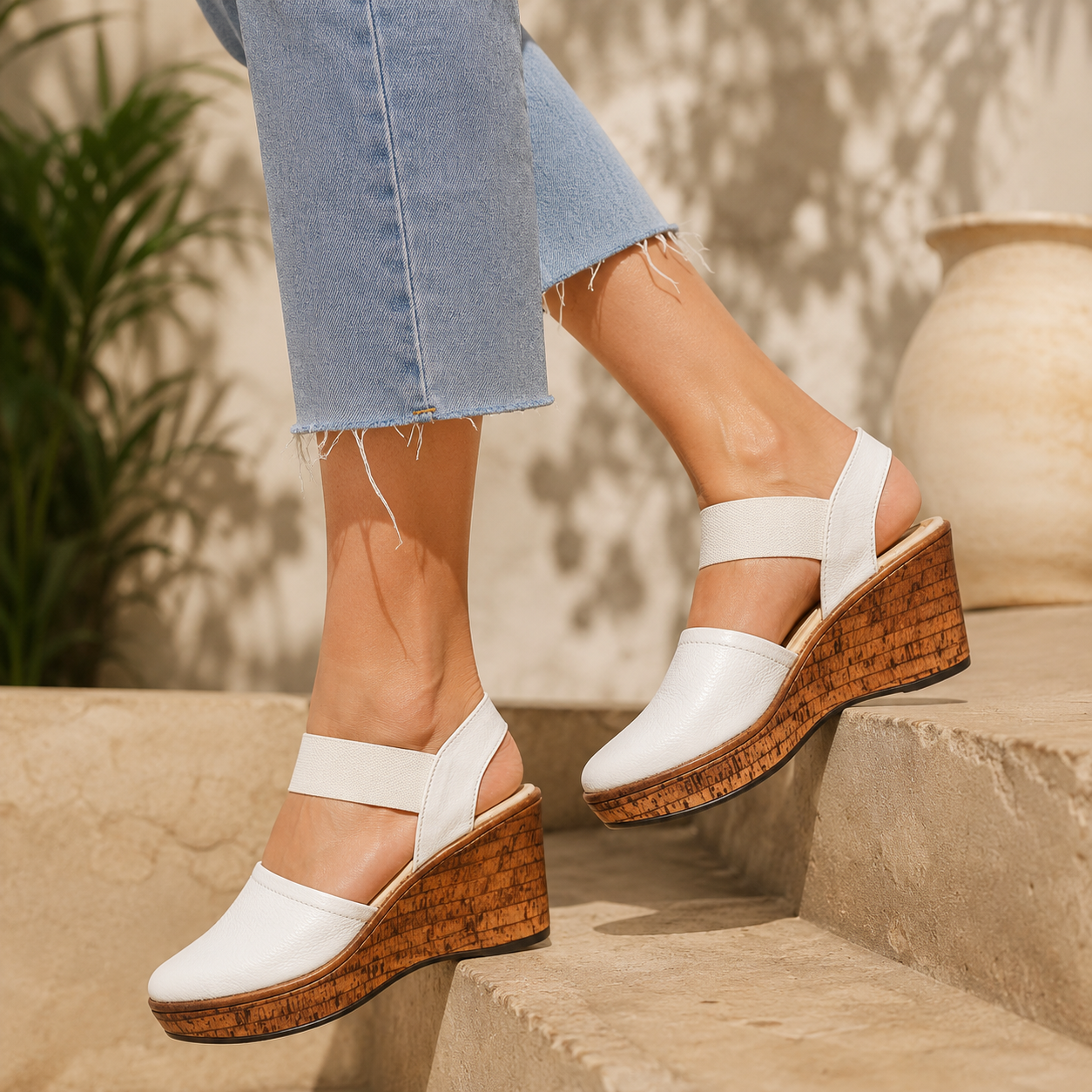 Jess Leather Platform Wedge Heel Sandals