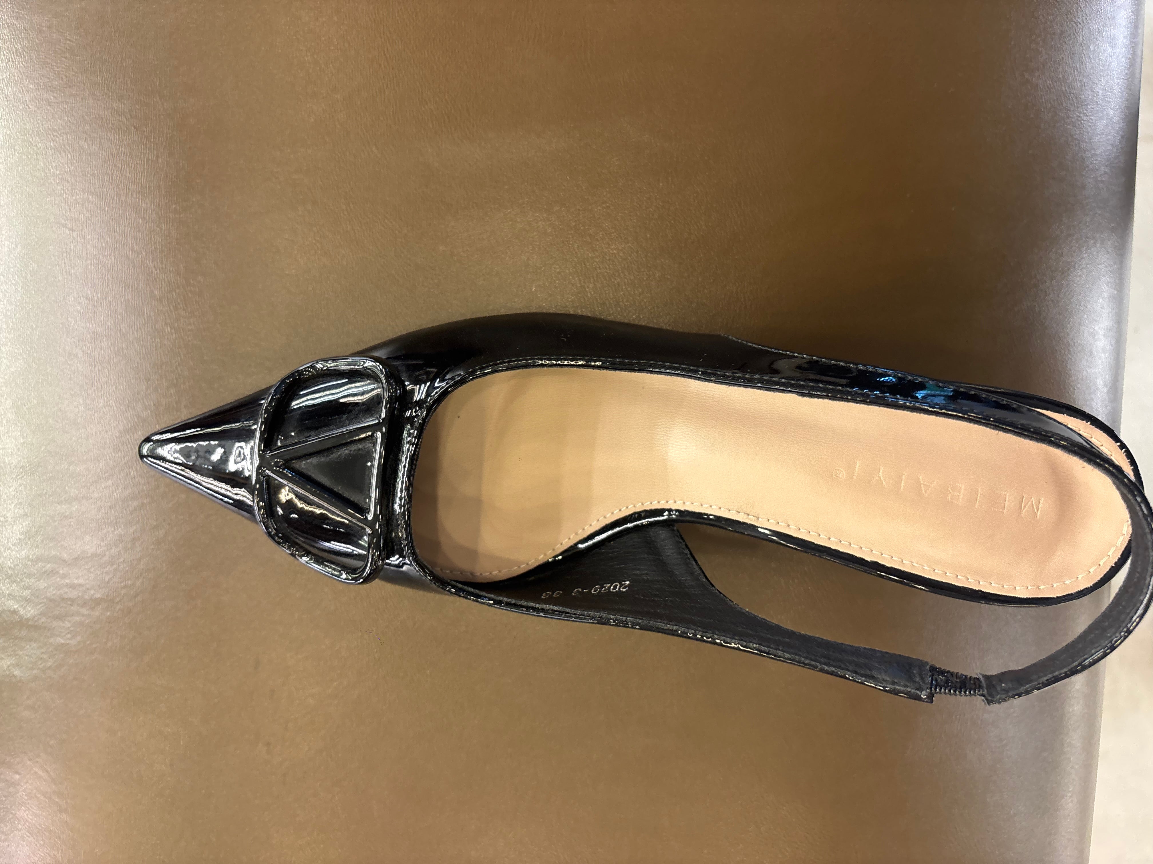 Valeria Premium Patent Slingback Kitten Heels