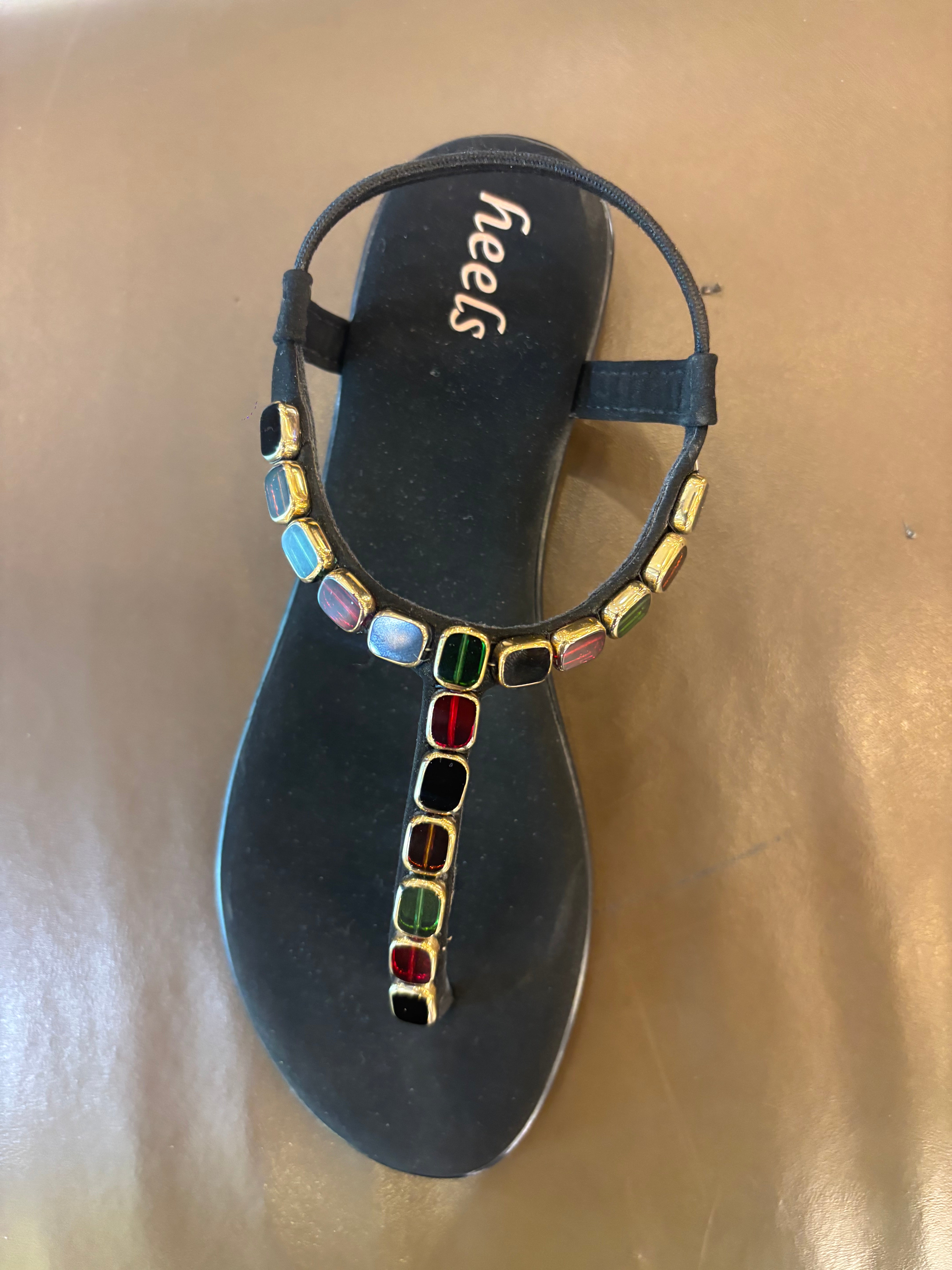 Sasha Embellished Back Elastic Flat Everyday Sandals