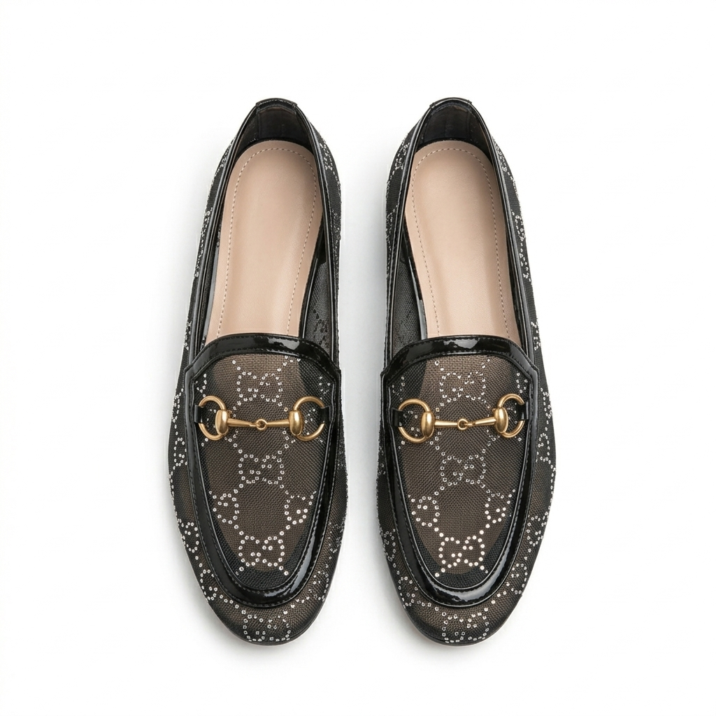 Linda Cushioned Bling Mesh Loafers - The Heels India