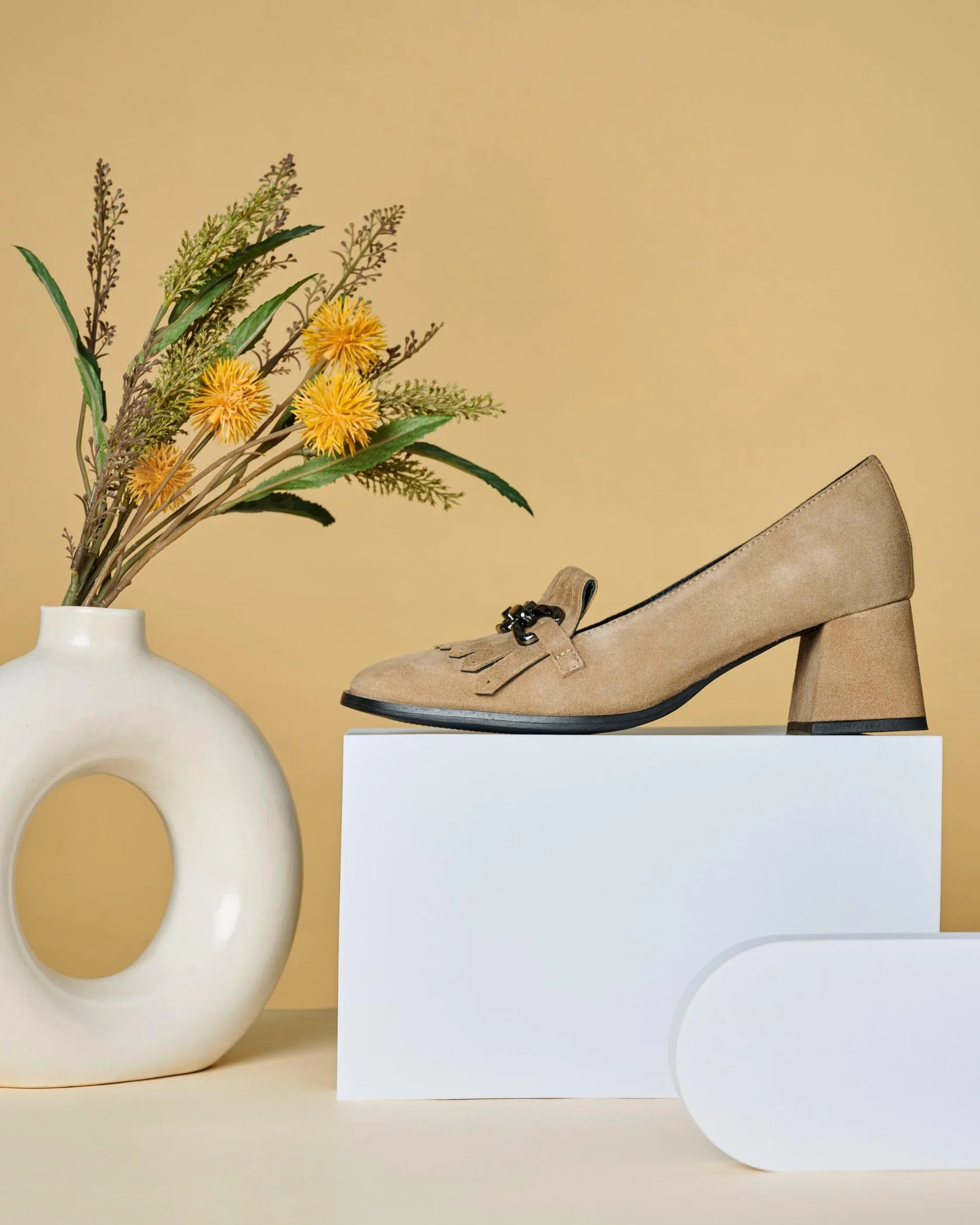 LUXE Premium Suede Leather Block Heel Fringe Loafers - The Heels India