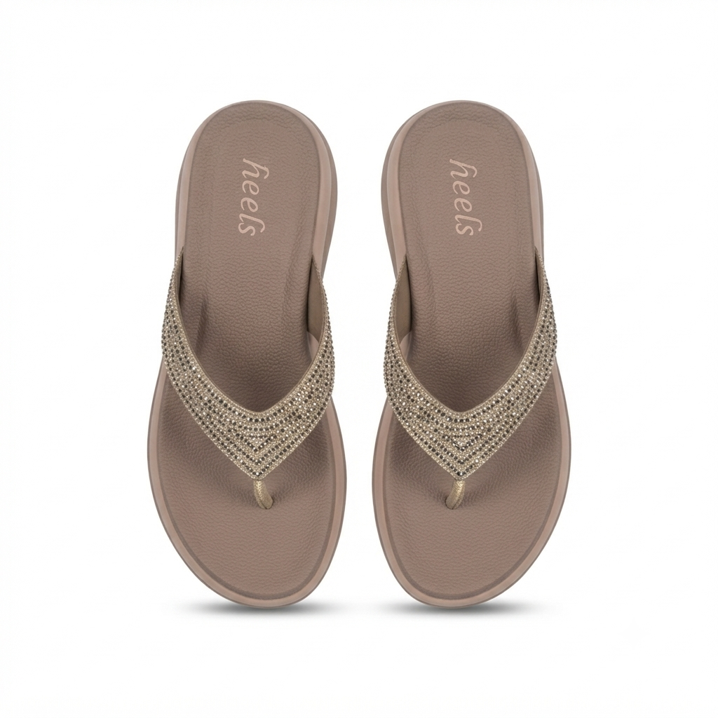 Noreli Cushioned Chunky Bling V Strap Slippers