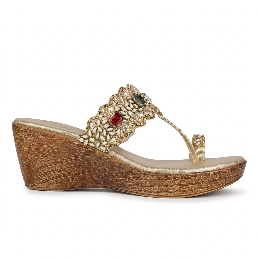 Noor Embellished Ethnic Fancy Wedge Heels