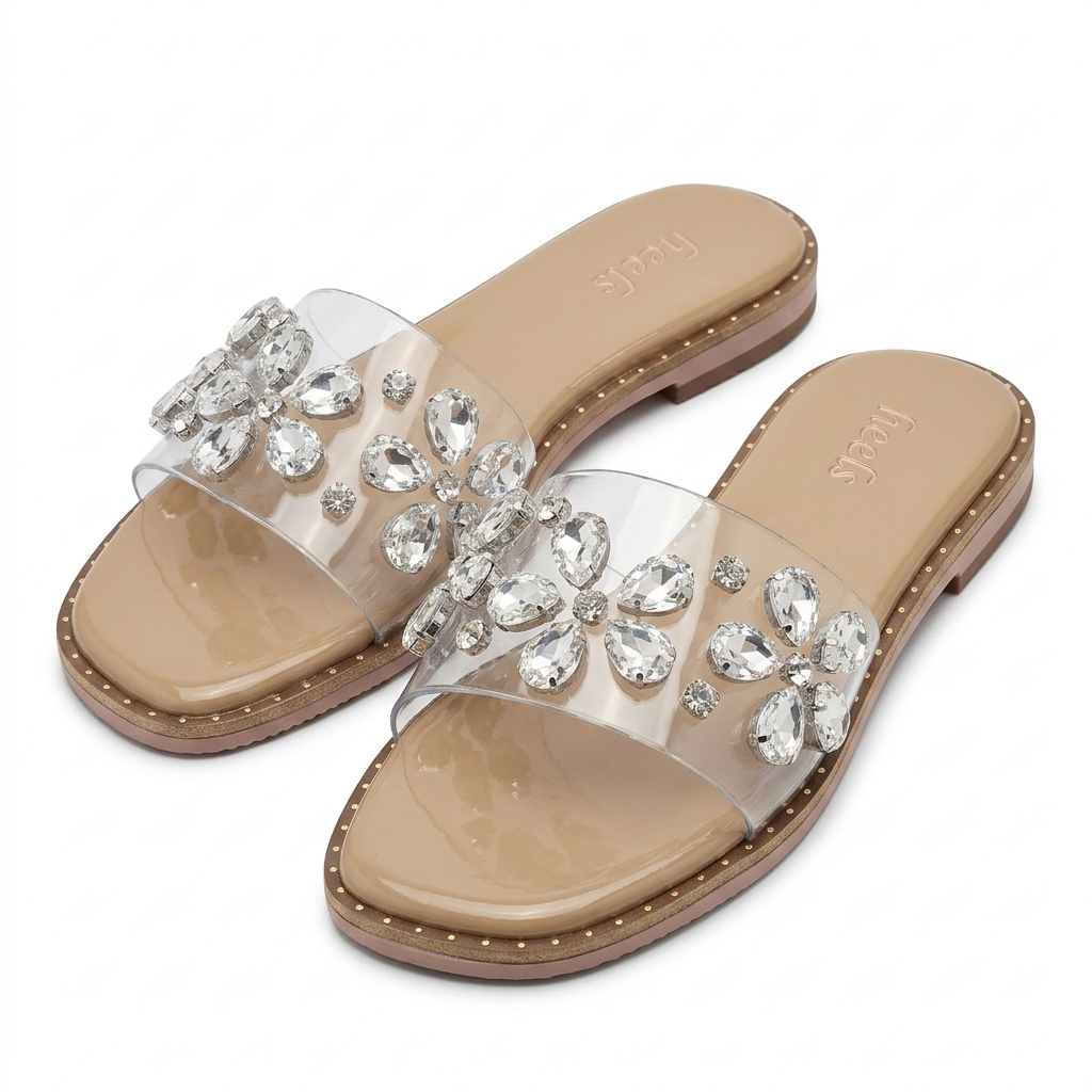 Kiya Embellished Summer Flat Sliders