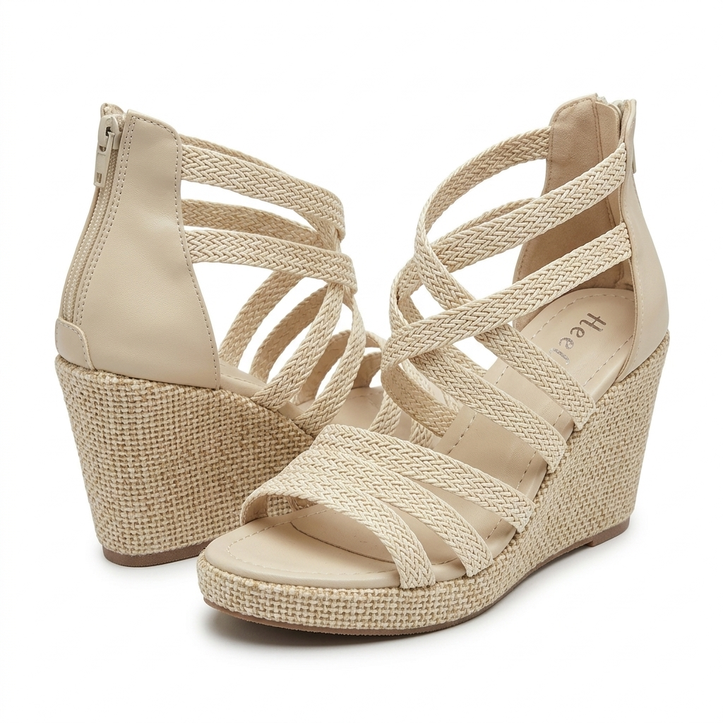Lauren Crochet Jute Wedge Gladiator Sandals