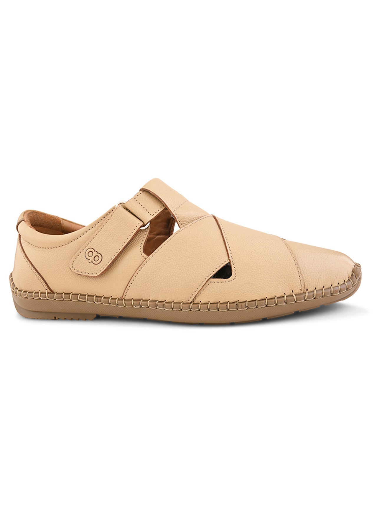 Monarch Beige Leather Sandals - The Heels India