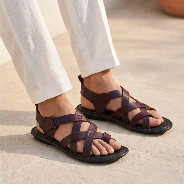 Dalton Crisscross Leather Sandals - The Heels India