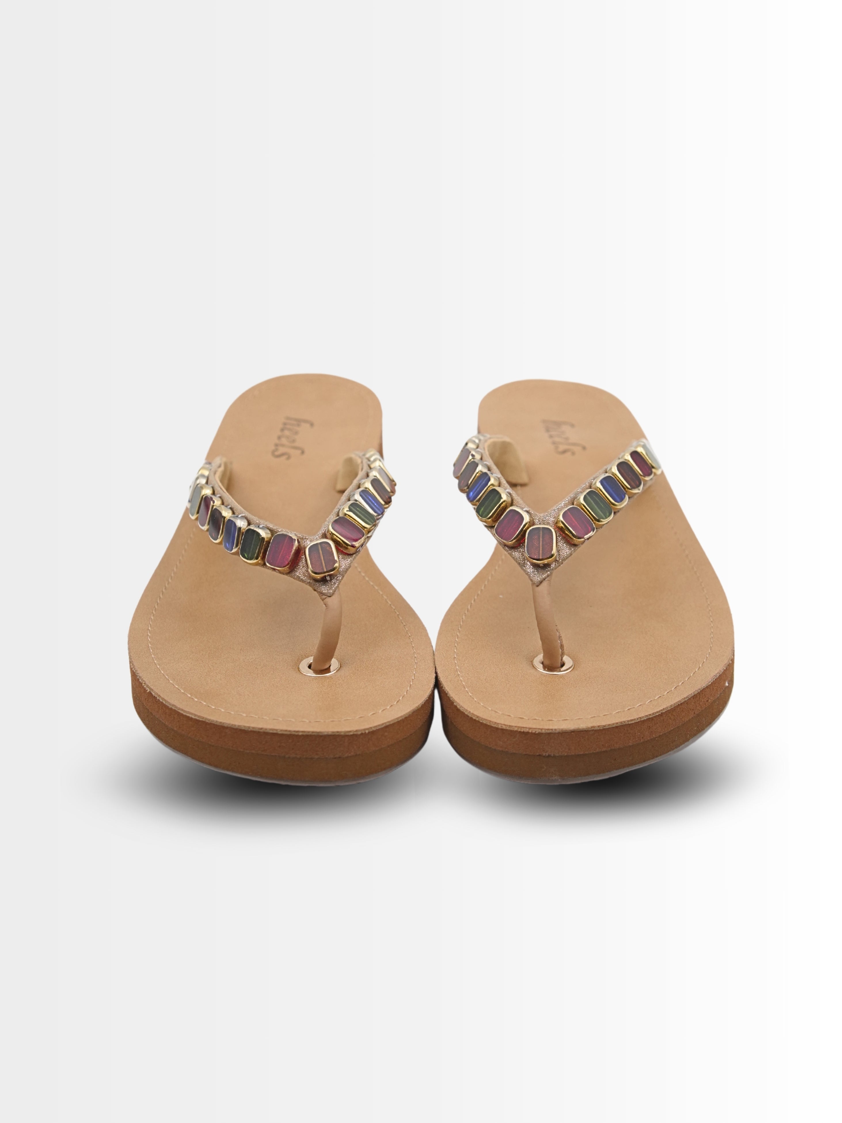 Novelli Cushioned Beads V Strap Slippers