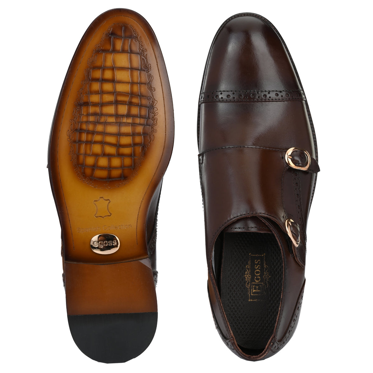 Clayton Brown Leather Double Monks