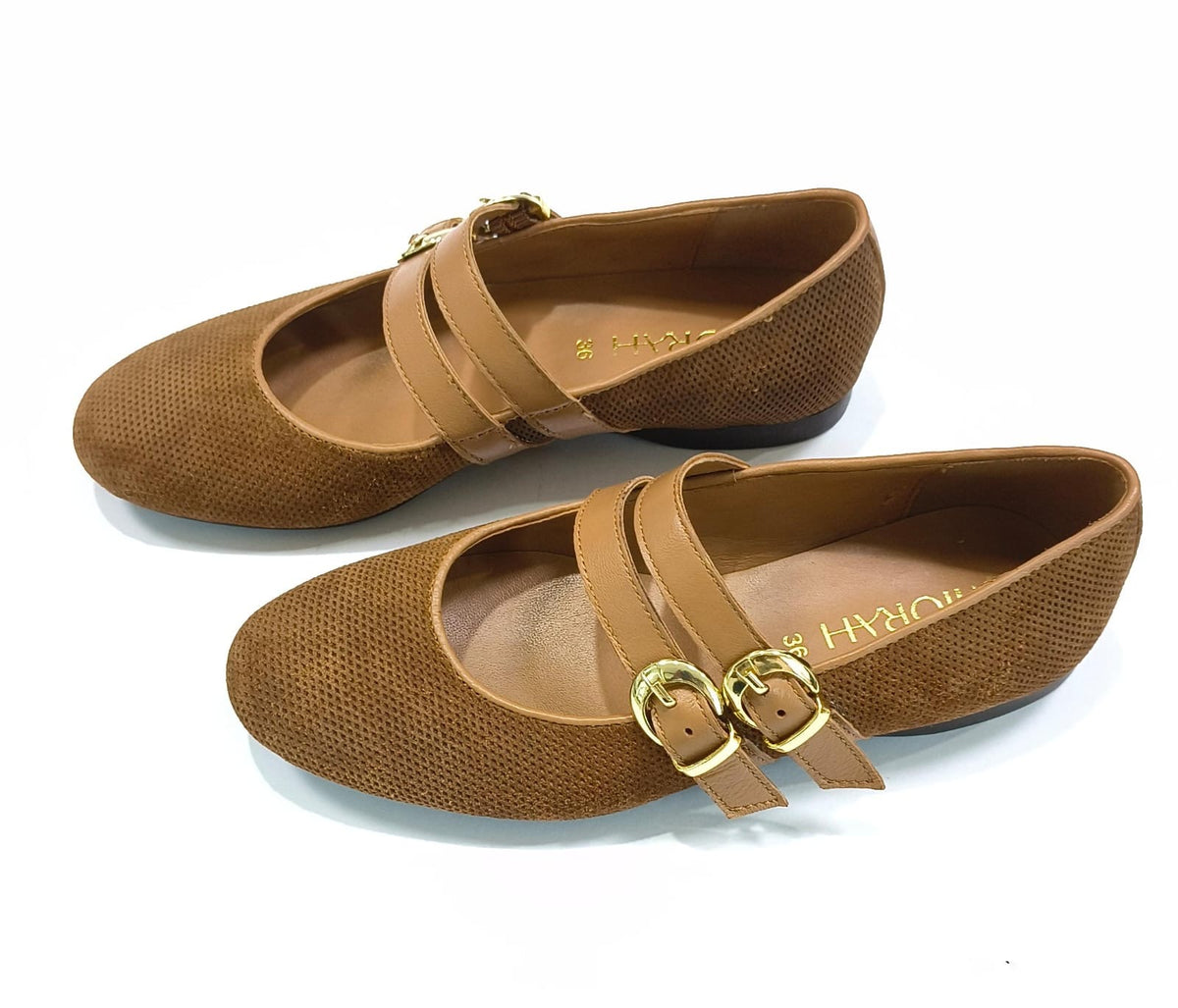 CALLIE Premium Leather Mary Jane Strap Ballerinas