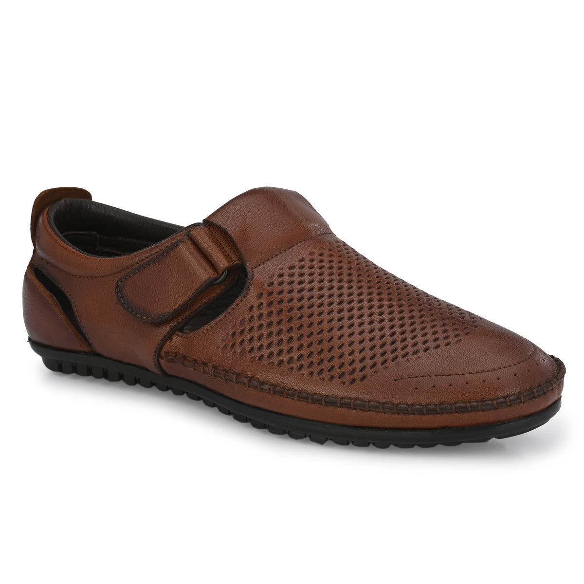 Roland Leather Perforated Velcro Sandals