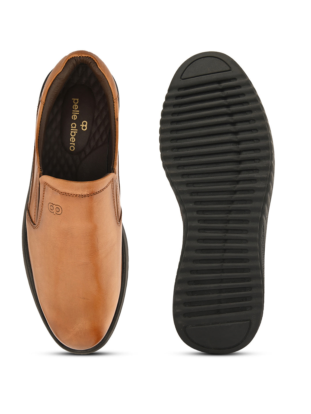 Regalia Tan Leather Slip ons - The Heels India