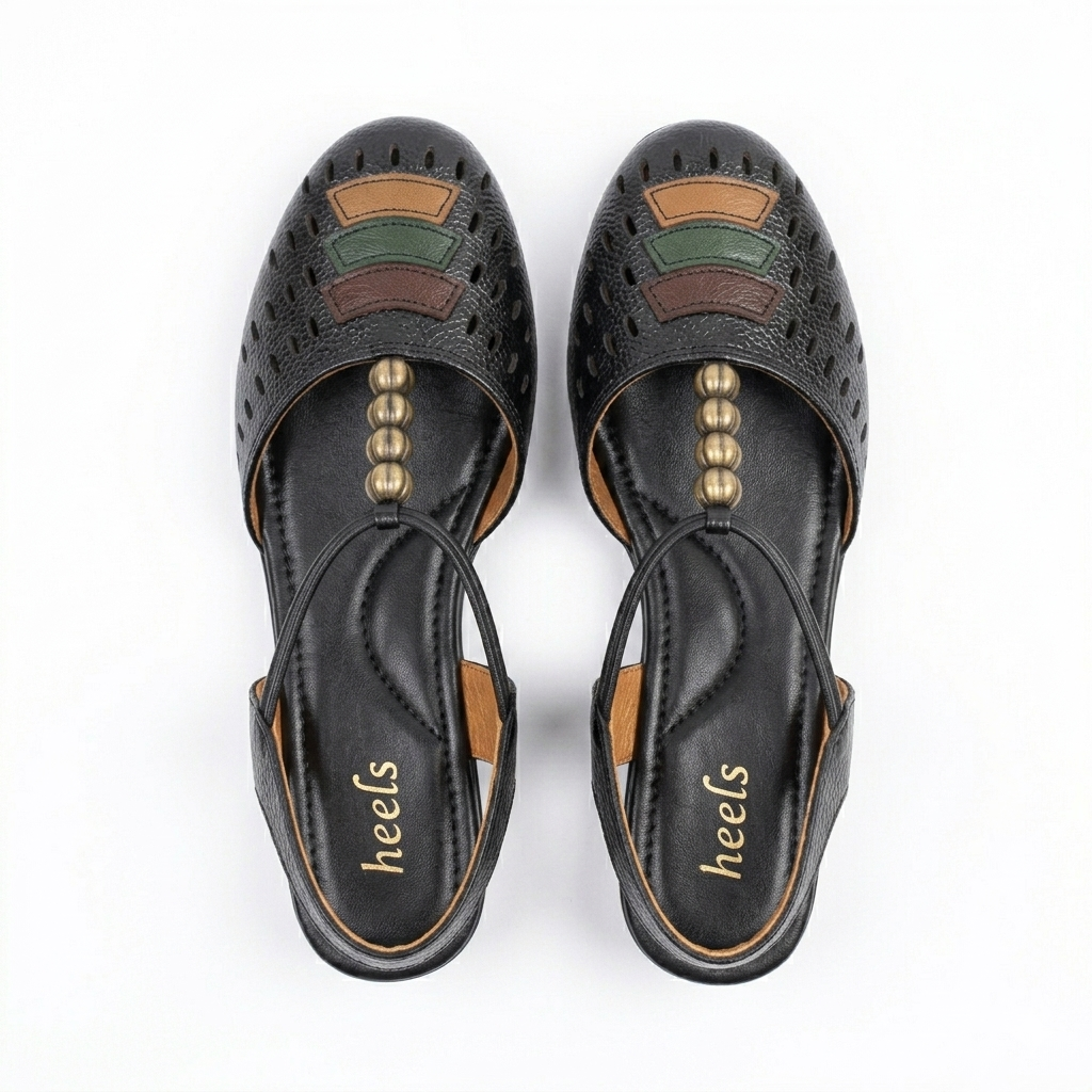 Nida Ethnic Leather Elastic Sandals