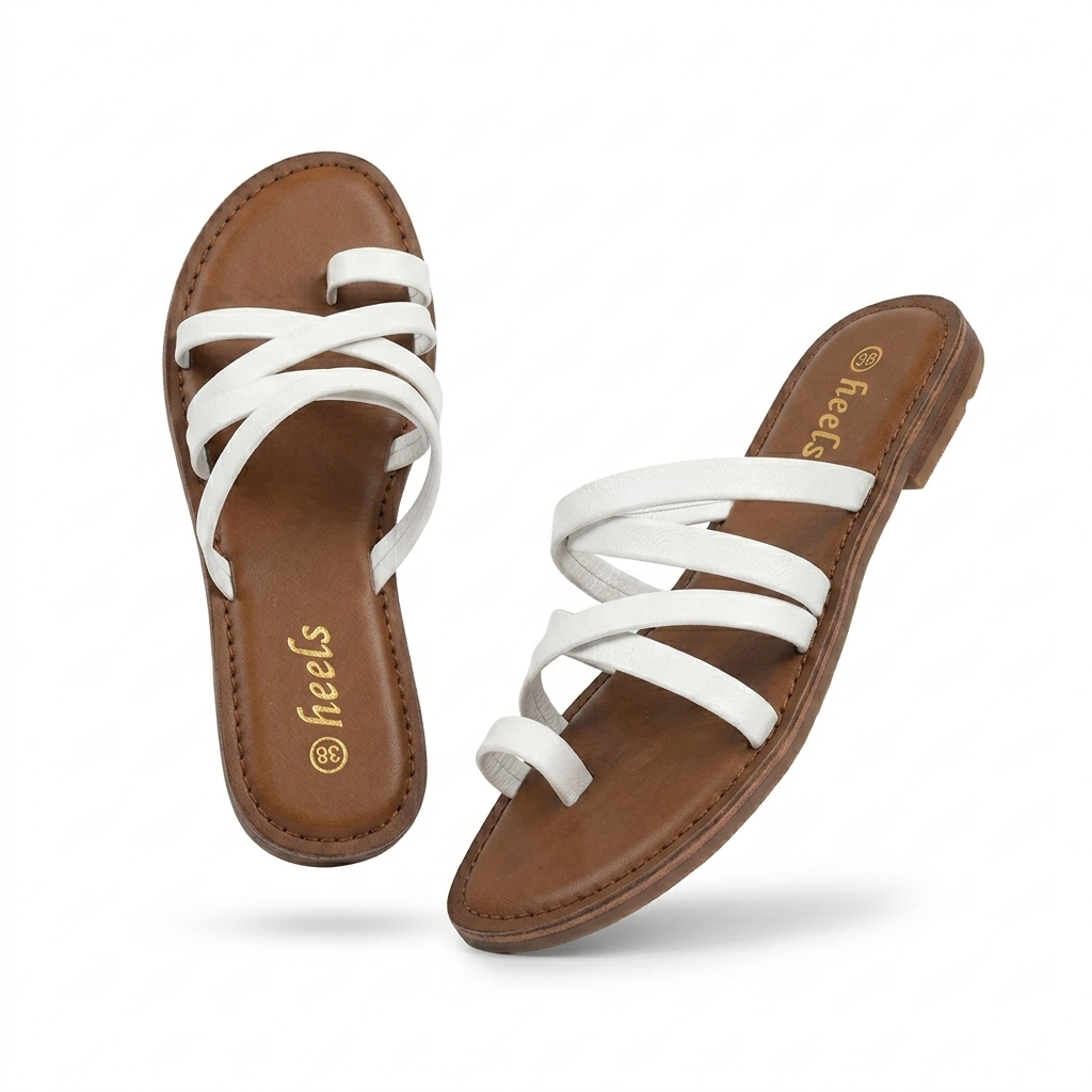 Delilah Leather Thumb Strap Flat Sliders - The Heels India