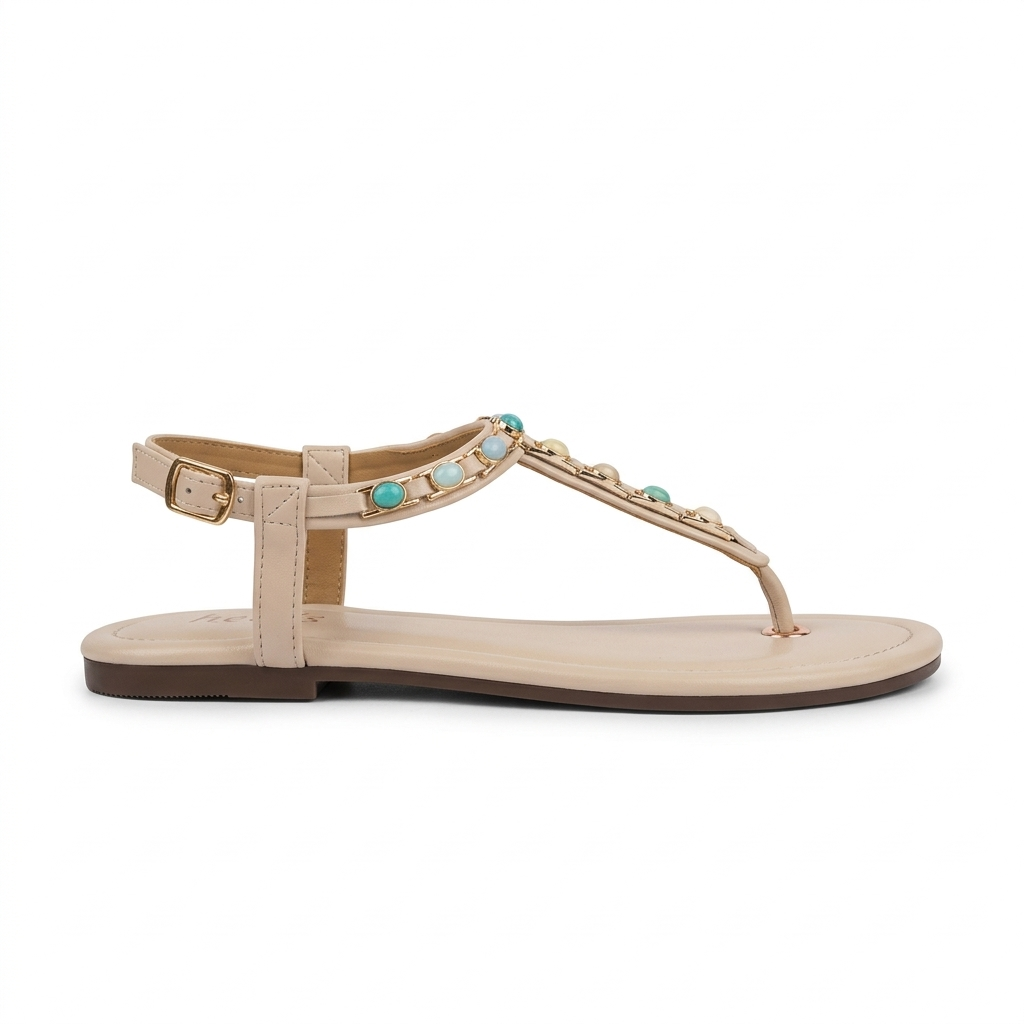 Crimson Embellished Flat Sandals
